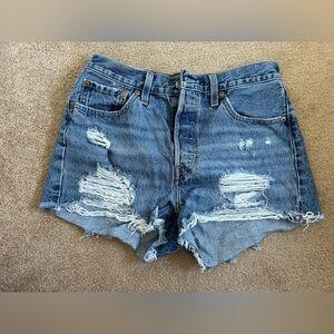 Levi’s 501 High-Rise Distressed Blue Denim Women’s Shorts